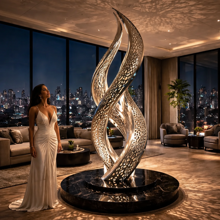 OSO Stainless Steel Reflective DNA Sculpture