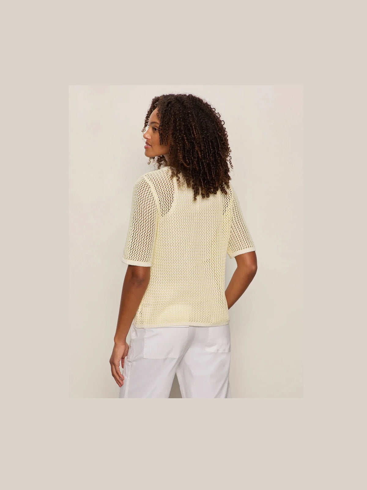 OPEN KNIT SWEATER TEE - Lemon Drop
