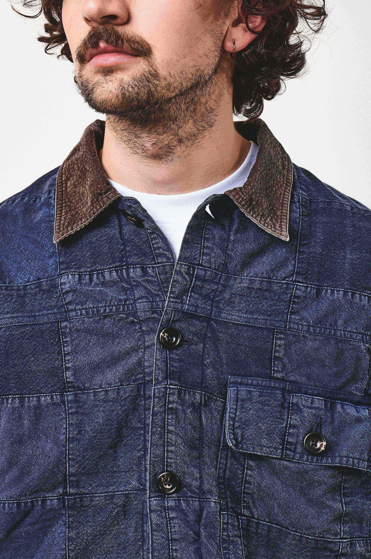 Patchwork Workers Jacket Blue And Bark Patchwork