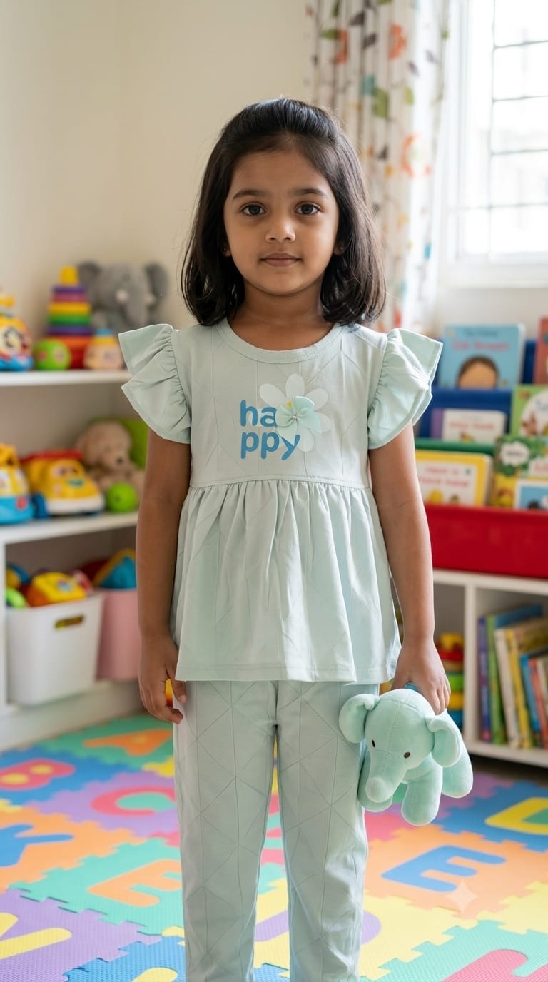Happy Ribbed Peplum Co-ord  Set  (1-5years )