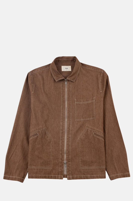 Zip Overshirt Mink Twill Denim