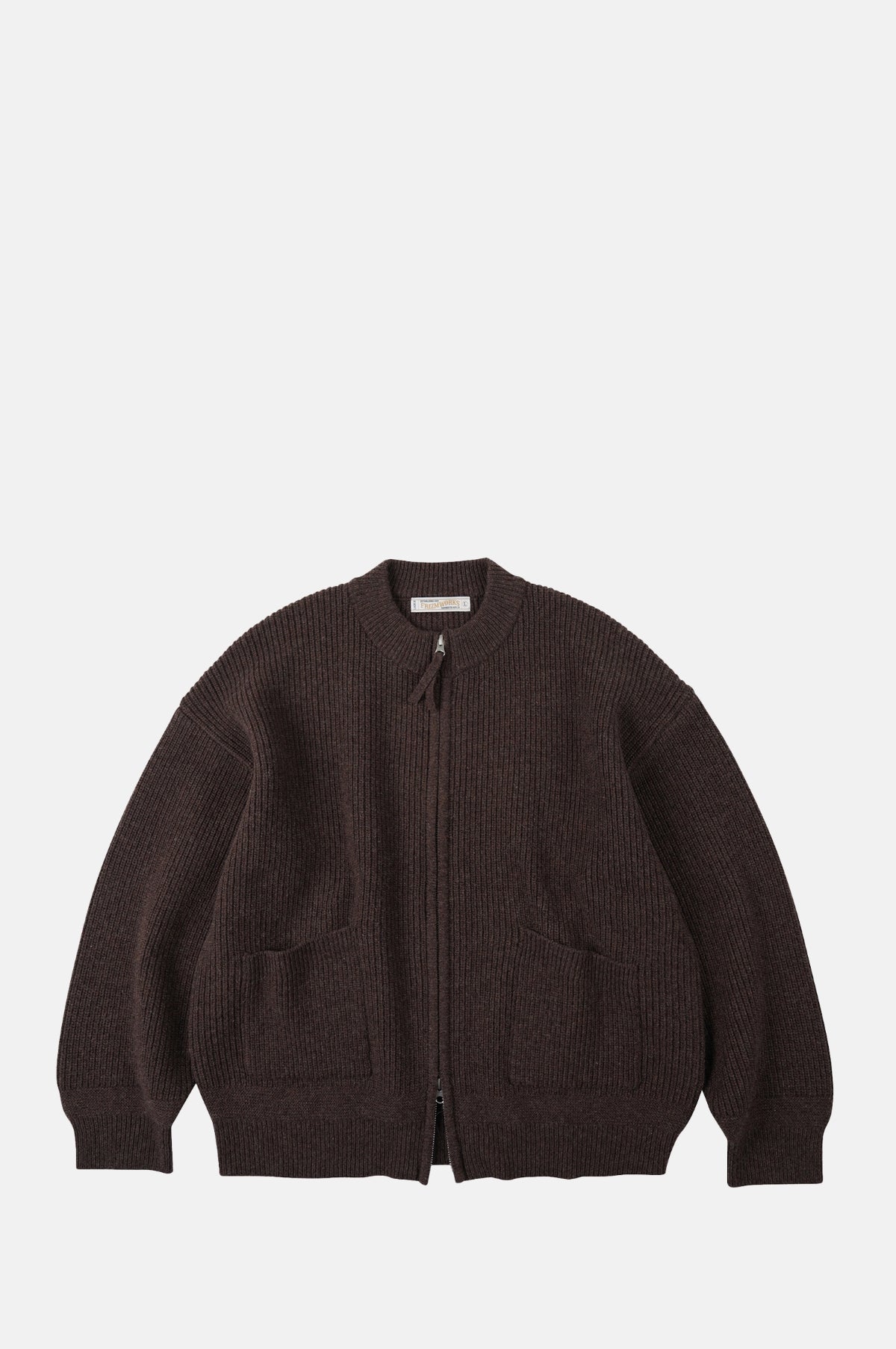 Wool Deck Zipup Cardigan Choco Brown
