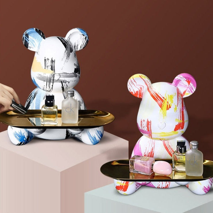 ArtZ® Bear Graffiti Painted Sculpture Table Tray