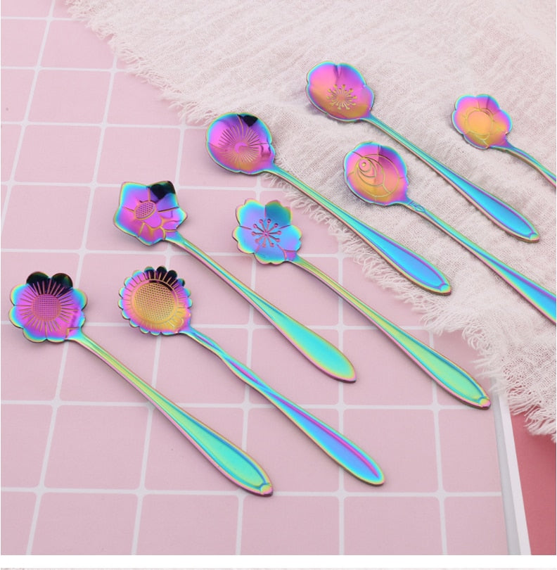 ArtZ® 8-piece Stainless Steel Flower Teaspoon Set