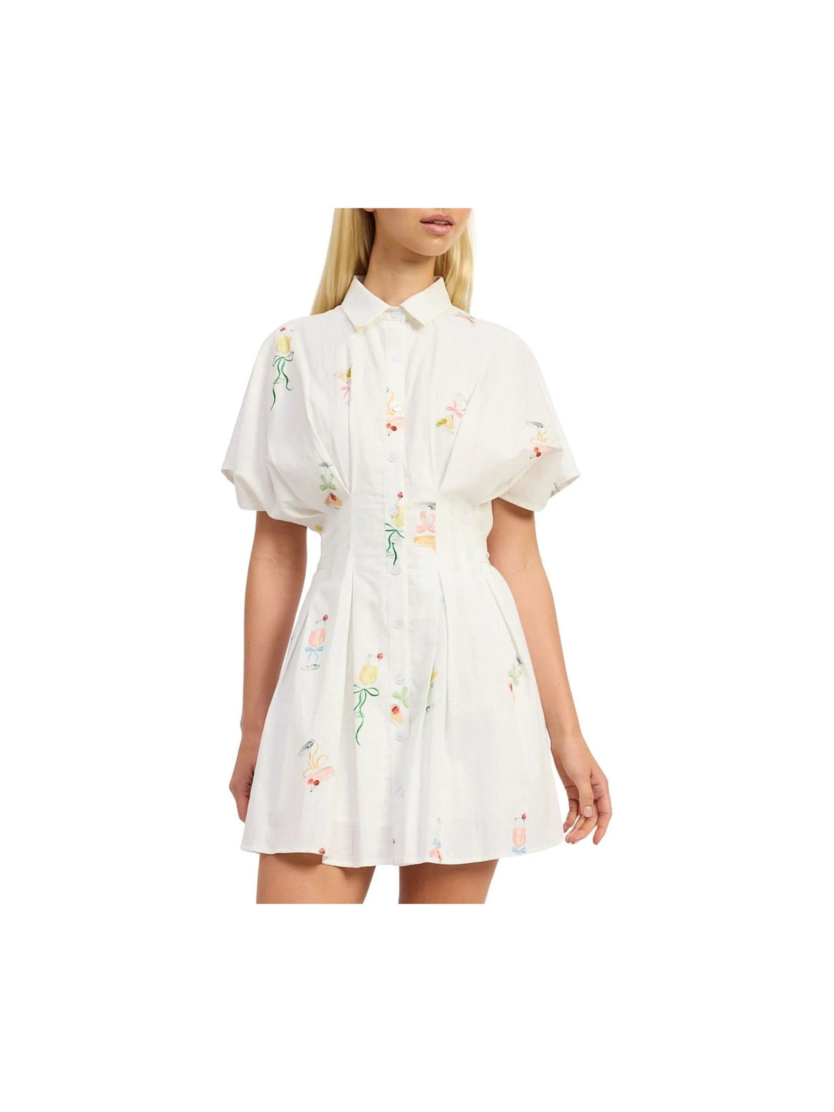 Martini Print Mini Shirt Dress