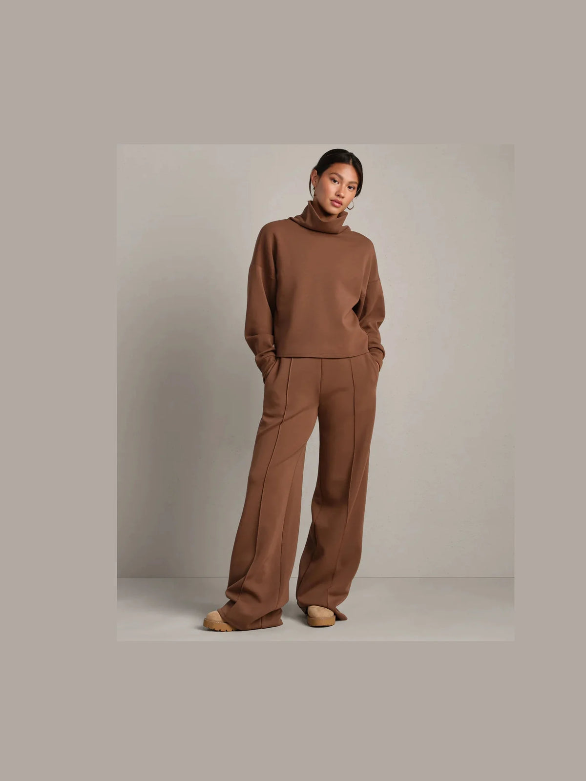 Dream Glow Mock Neck - Chestnut Brown