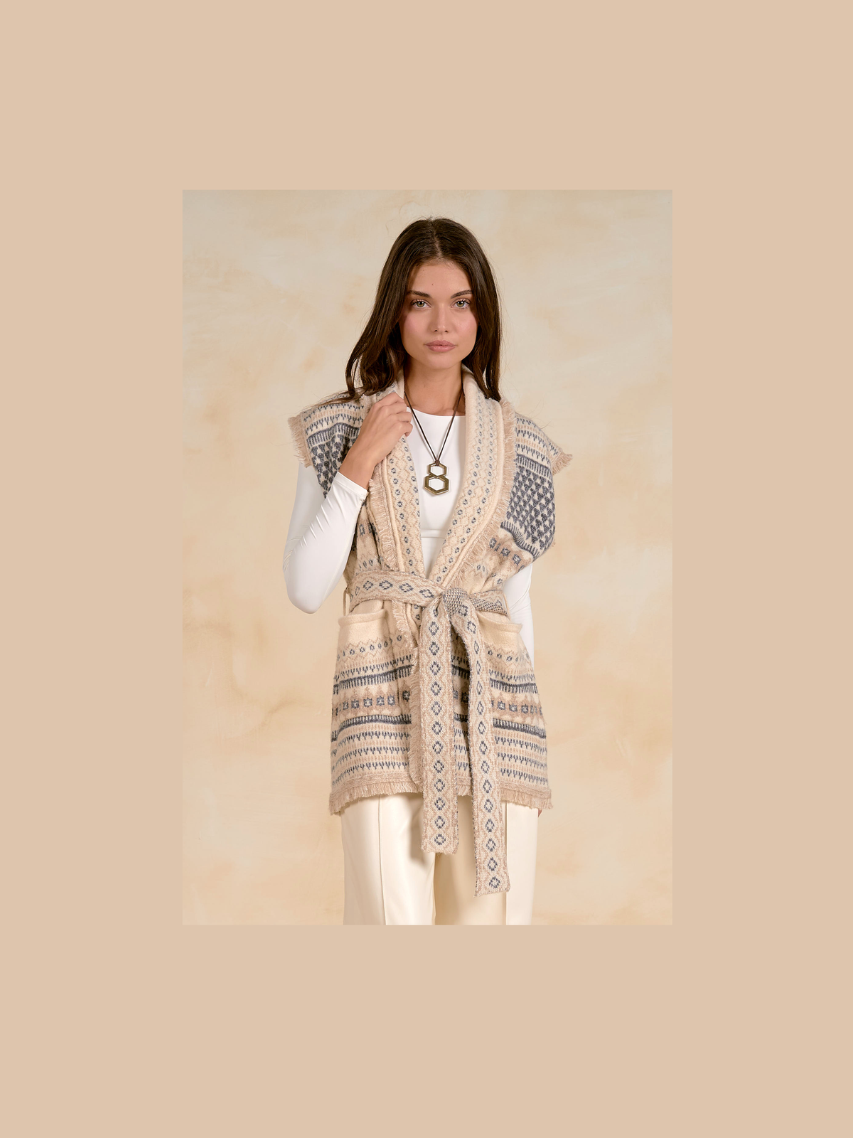 Printed Sleeveless Cardigan