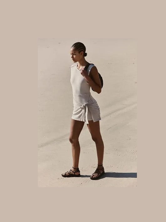 Hot Shot Sarong Romper - Heather Grey