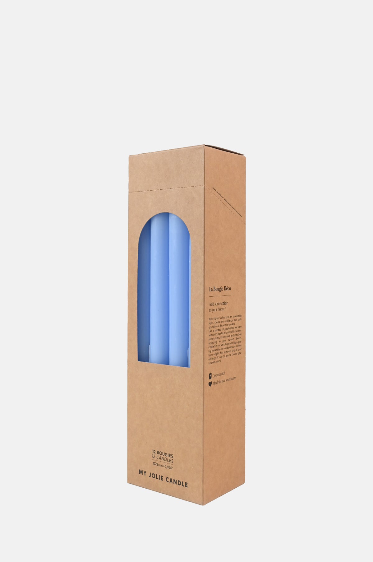 Box of 12 Dinner Candles Bleu Clair