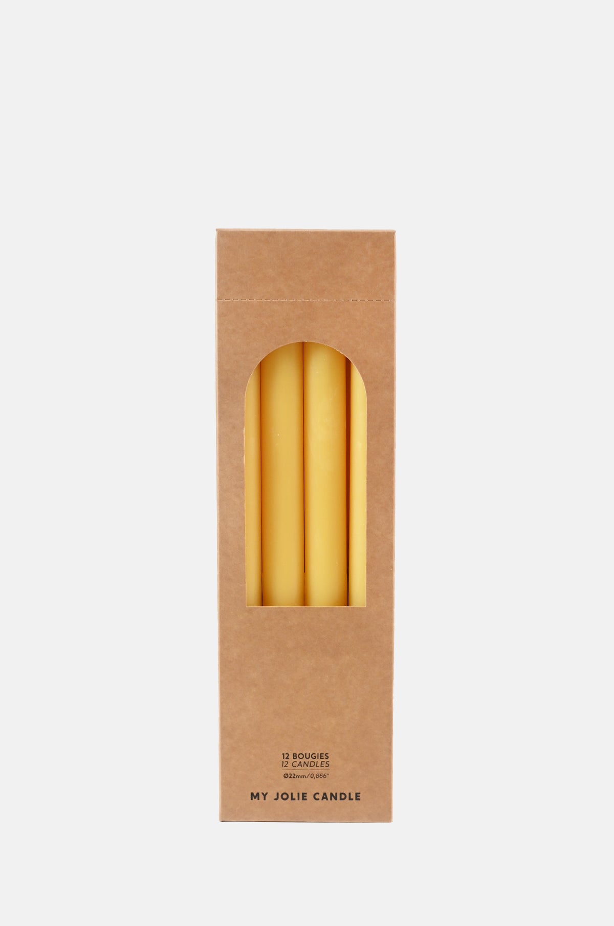 Box of 12 Dinner Candles Jaune