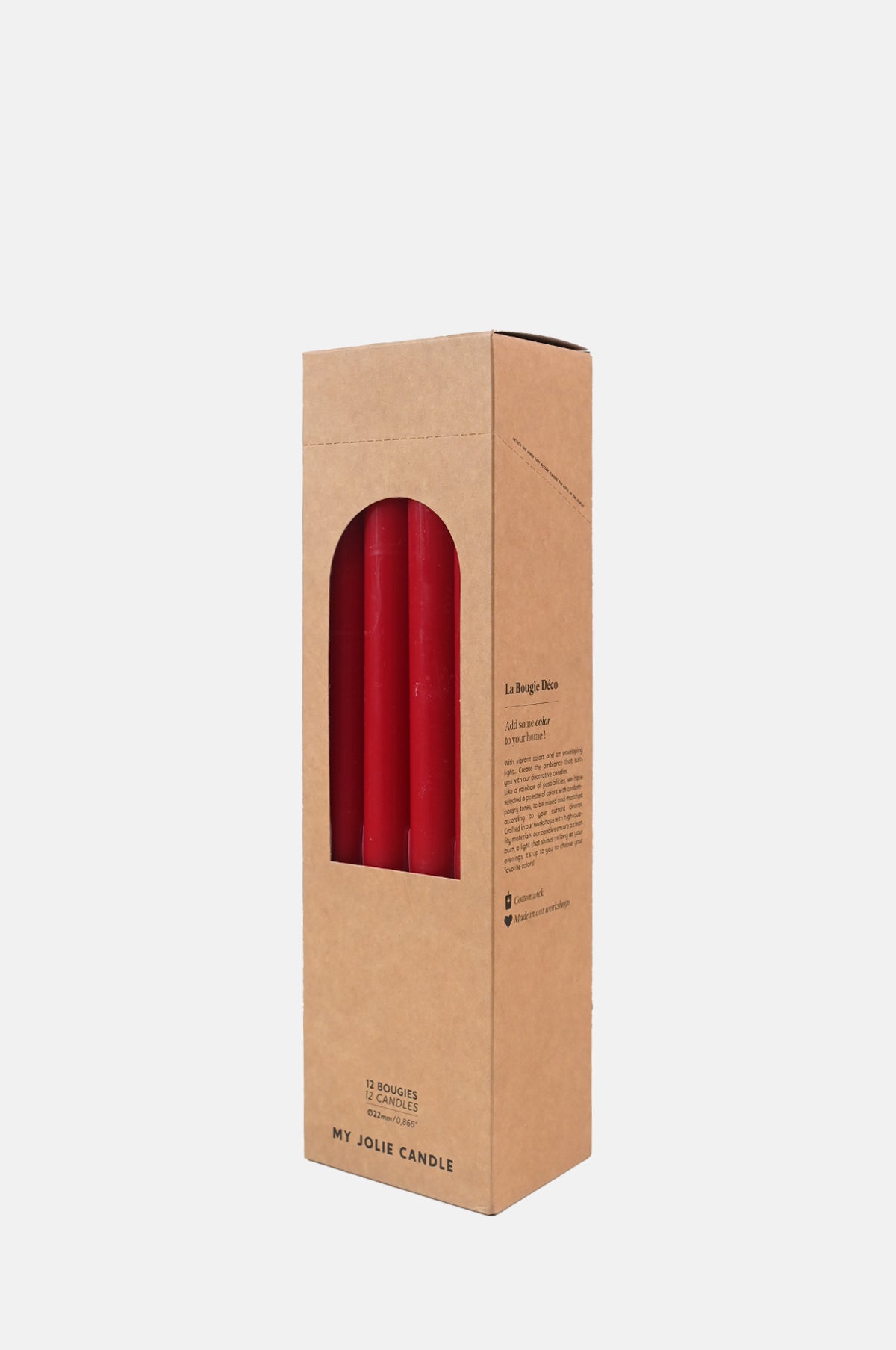 Box of 12 Dinner Candles Rouge