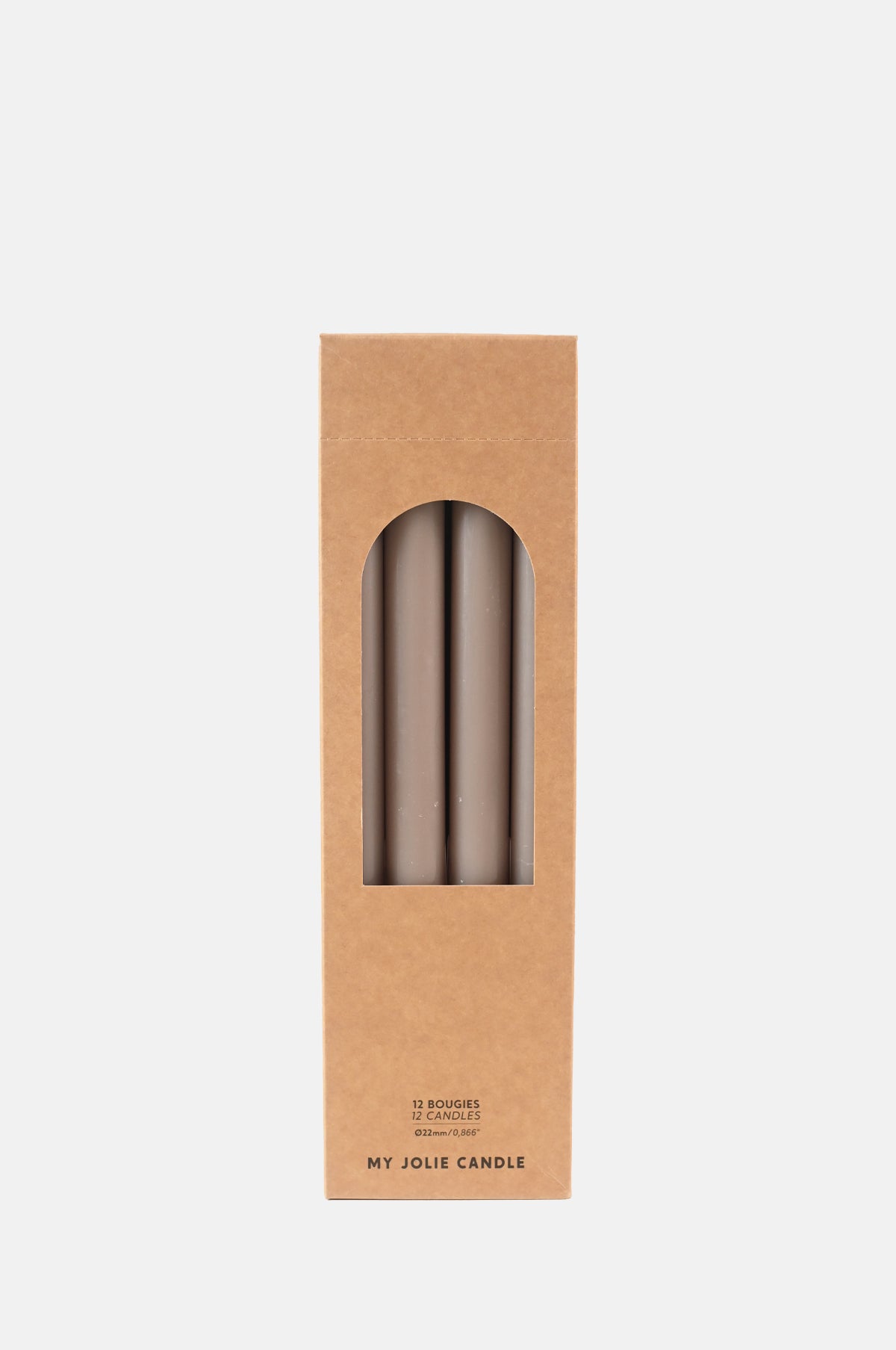 Box of 12 Dinner Candles Taupe