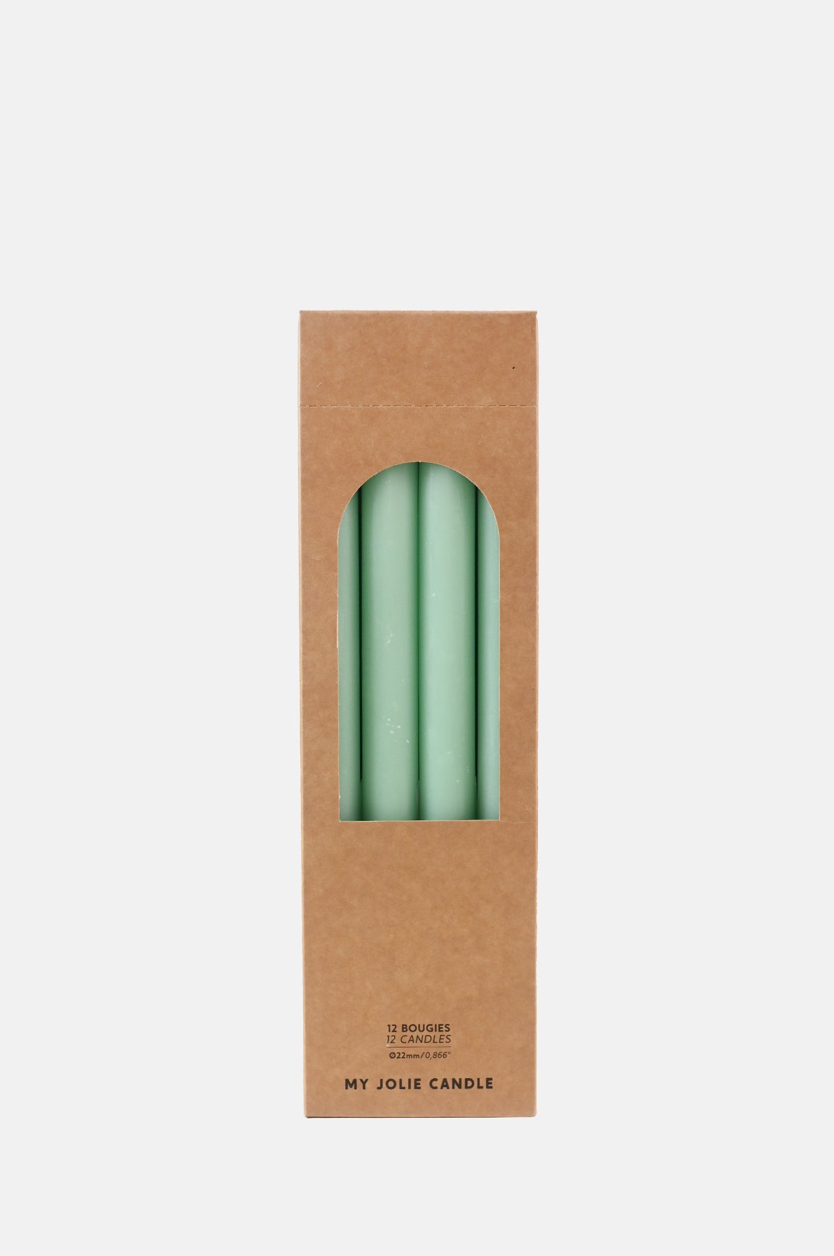 Box of 12 Dinner Candles Vert Pastel