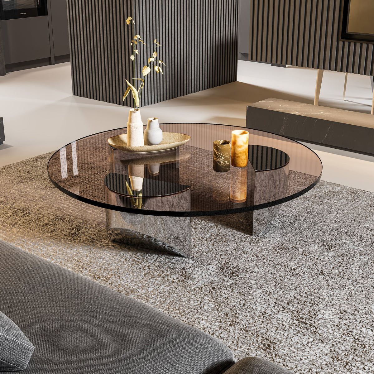 ArtZ® Nordic Design Round Glass Wedge Coffee Table