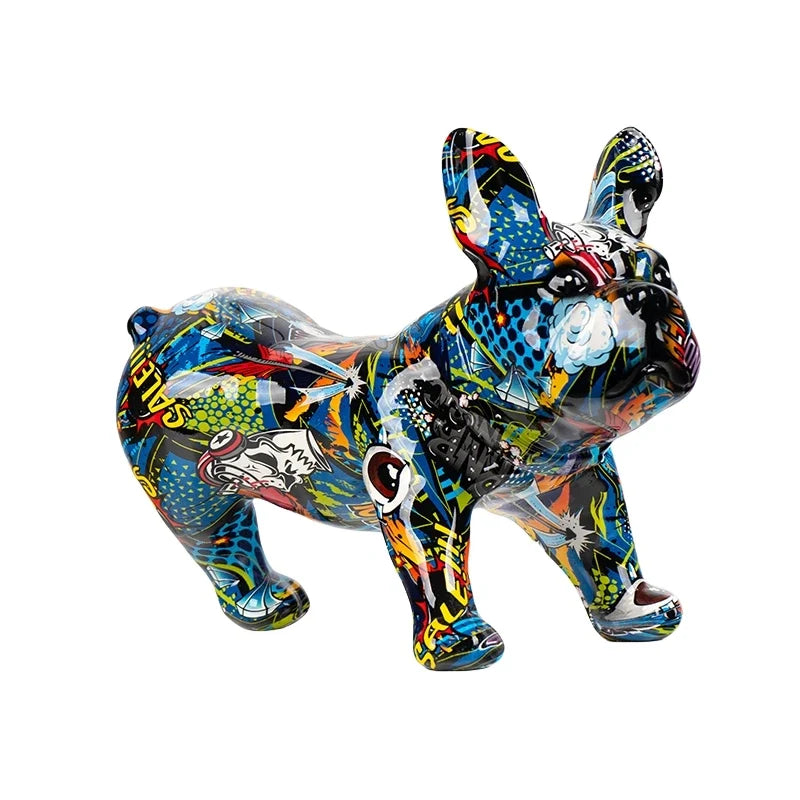 ArtZ® French Bulldog Doing Number One Graffiti Painted Sculpture