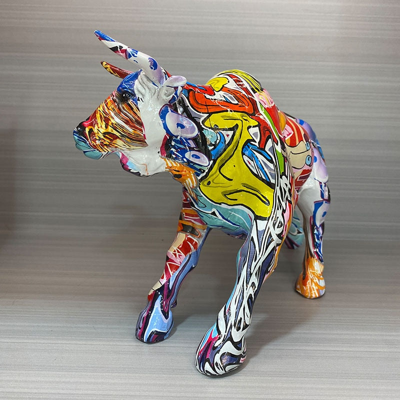 ArtZ® Graffiti Painted Bull Sculpture