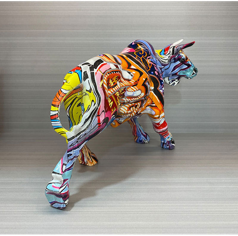 ArtZ® Graffiti Painted Bull Sculpture
