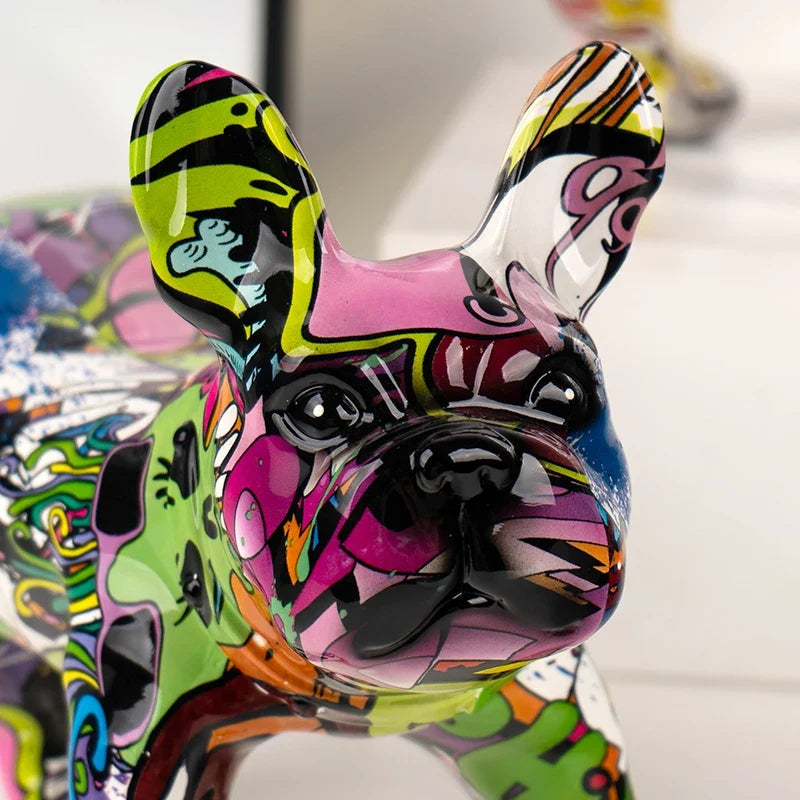 ArtZ® French Bulldog Doing Number One Graffiti Painted Sculpture