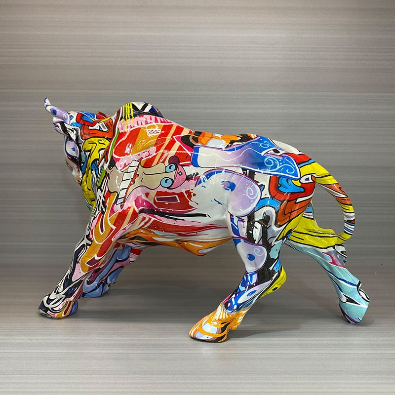 ArtZ® Graffiti Painted Bull Sculpture