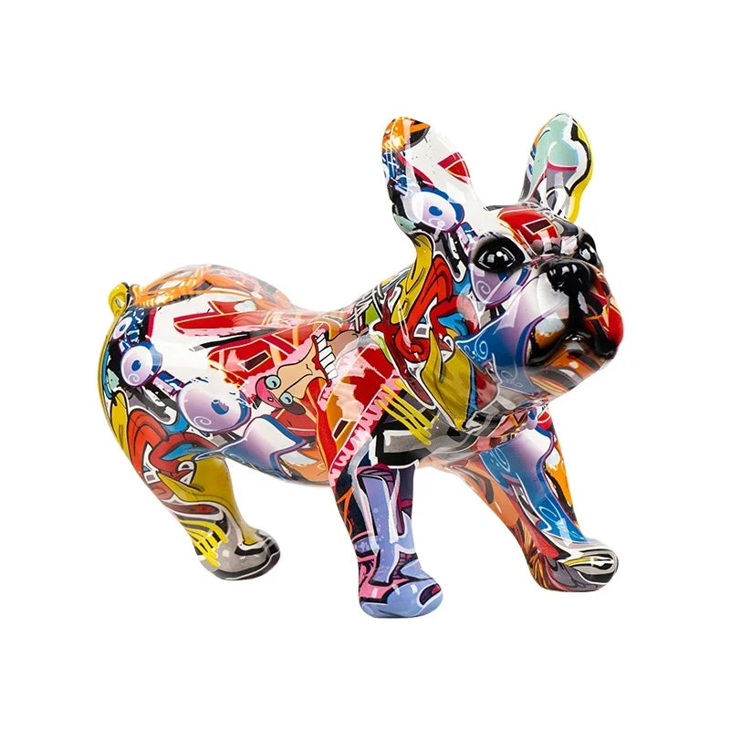 ArtZ® French Bulldog Doing Number One Graffiti Painted Sculpture