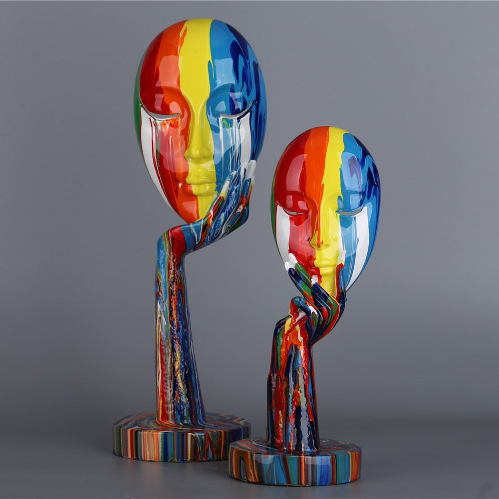 ArtZ® Abstract Painted Face Sculptures