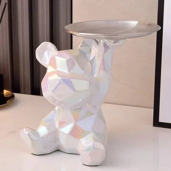 ArtZ® Ceramic Geometric Bear Sculpture Tray And Piggy Bank