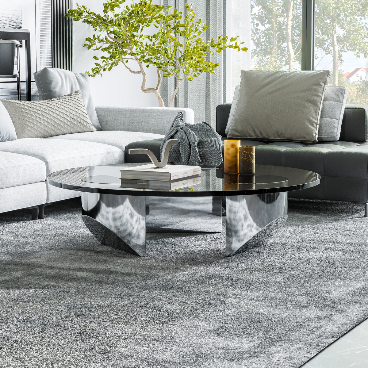 ArtZ® Nordic Design Round Glass Wedge Coffee Table