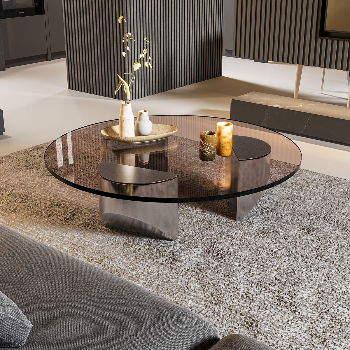 ArtZ® Nordic Design Round Glass Wedge Coffee Table