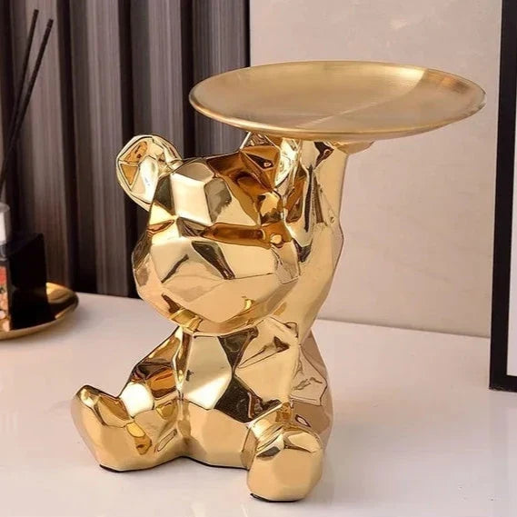 ArtZ® Ceramic Geometric Bear Sculpture Tray And Piggy Bank