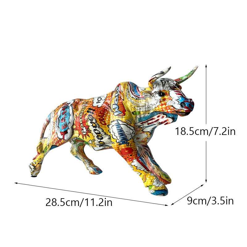 ArtZ® Graffiti Painted Bull Sculpture