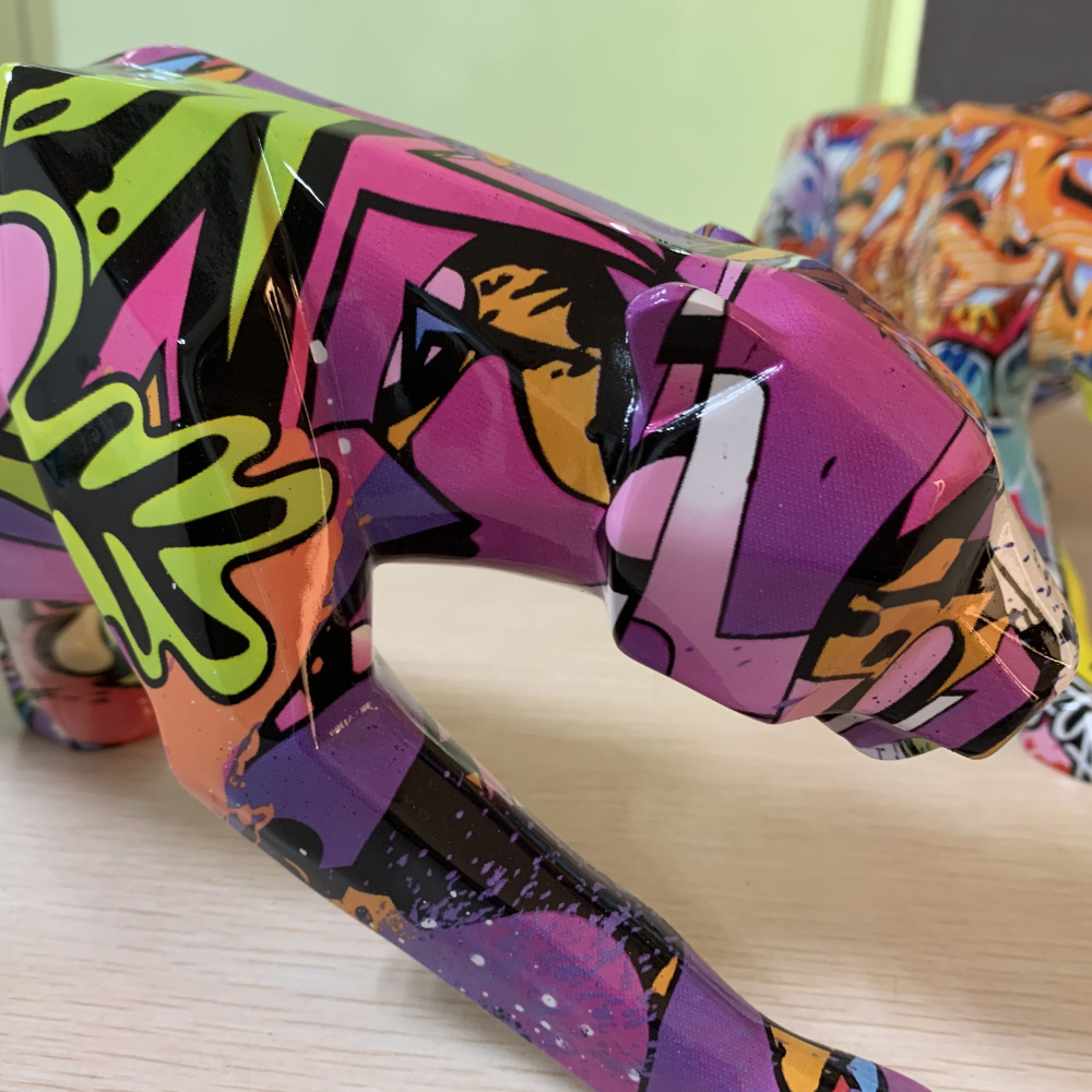 ArtZ® Graffiti Painted Panther Sculpture