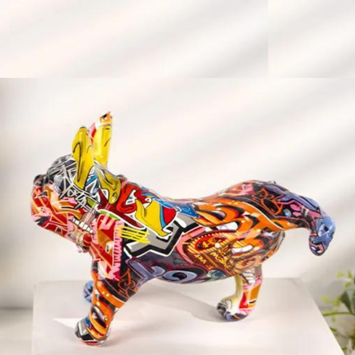 ArtZ® French Bulldog Doing Number One Graffiti Painted Sculpture