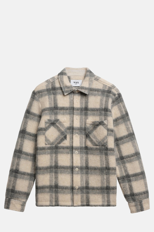 Whiting Overshirt Ash Wool Blend Check Ecru/Grey