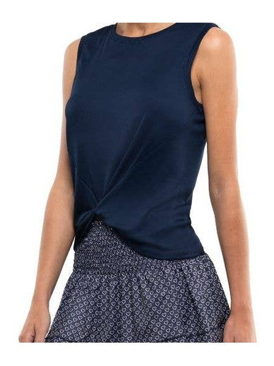 Women's Twist Front Athleisure Tank - Midnight Navy