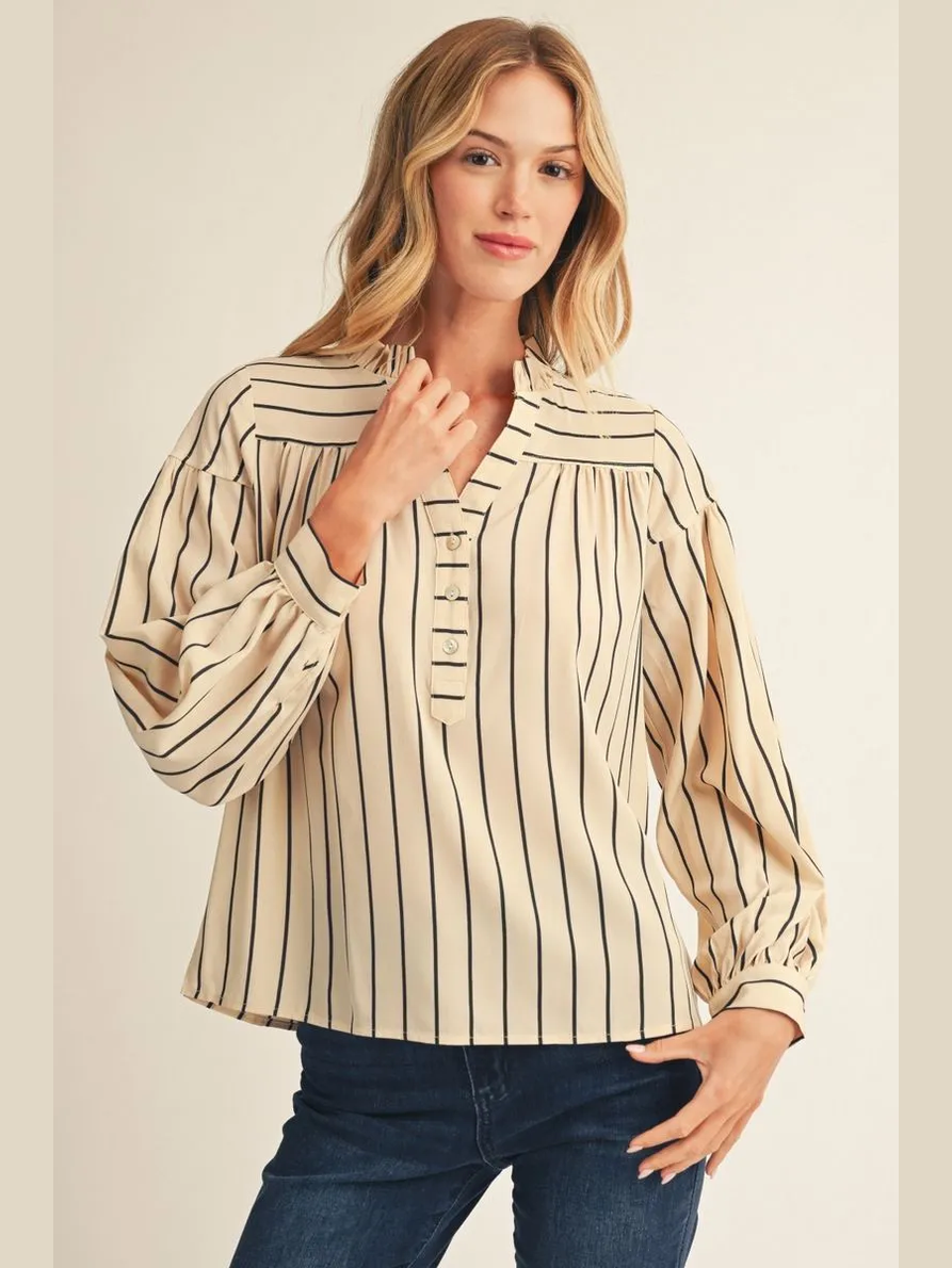 Beige Striped Blouse