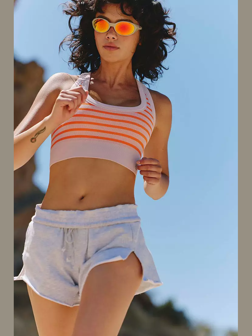 Go To Striped Sports Bra - Burning Up Combo