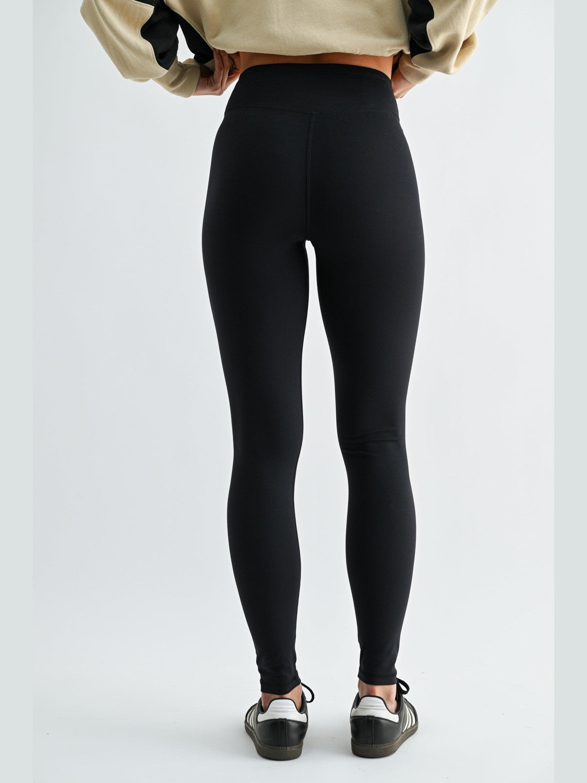 Venice Crossover Waist Leggings - Black