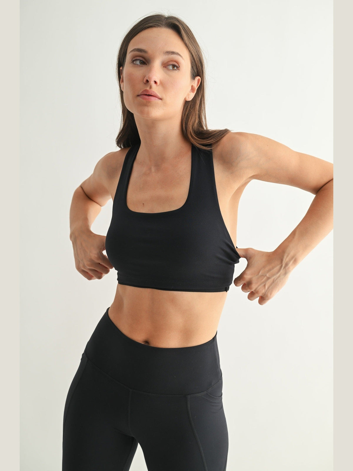 Venice Cloud Light Square Neck Sports Bra - Black