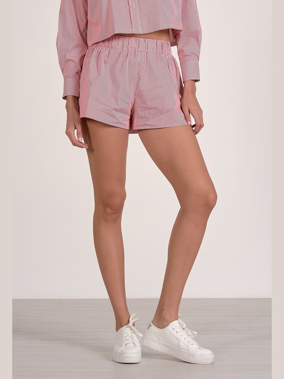 Striped Linen Shorts - Red