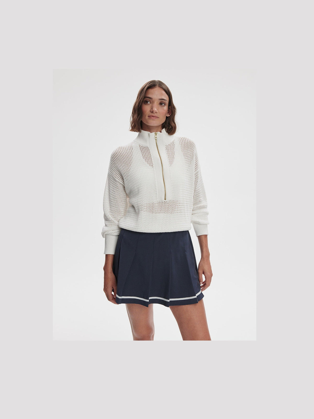 Aurora Half Zip Knit - White