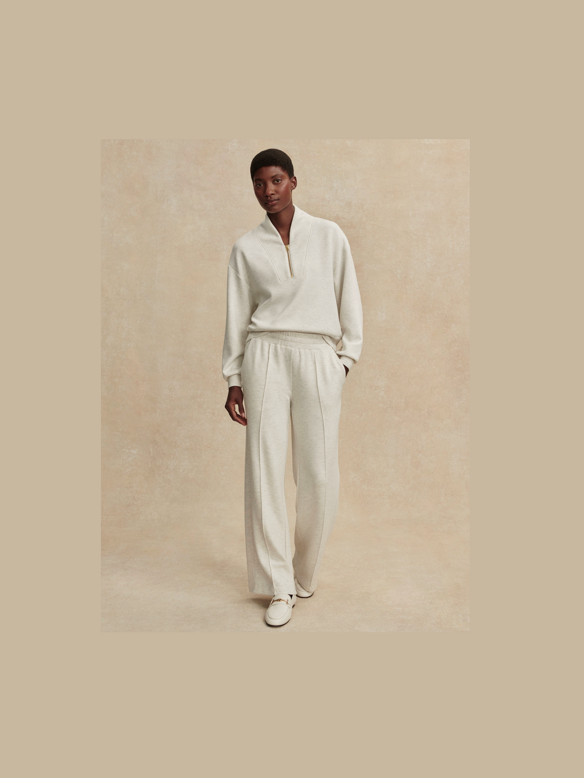 The Wide Leg Pant 30 - Ivory Marl